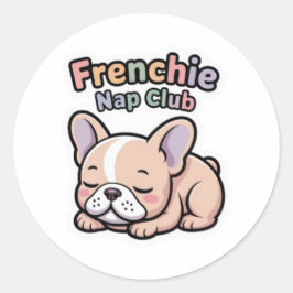 Pegatina Redonda Frenchie Nap Club Cute Sleeping French Bulldog Sti