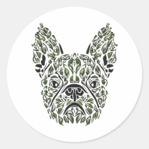 Pegatina Redonda Frenchie Puppy Art