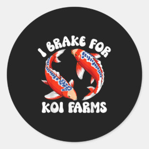 Pegatina Redonda Freno Por Las Granjas Koi Funny Koi Fish Pond Love