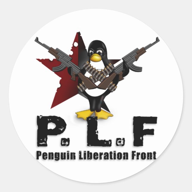Pegatina Redonda Frente de Liberación del Pingüino (Anverso)