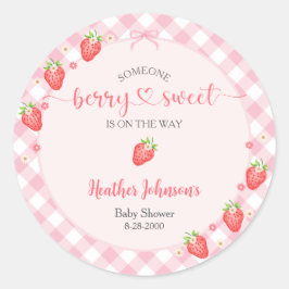 Pegatina Redonda Fresa Berry Sweet Baby Girl Baby Shower