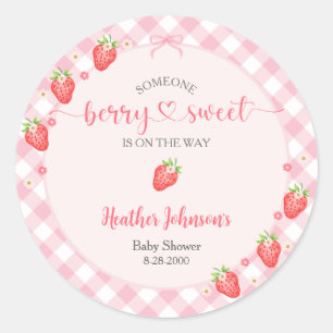 Pegatina Redonda Fresa Berry Sweet Baby Girl Baby Shower