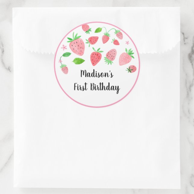 Pegatina Redonda Fresa Berry Sweet Birthday (Bolso)