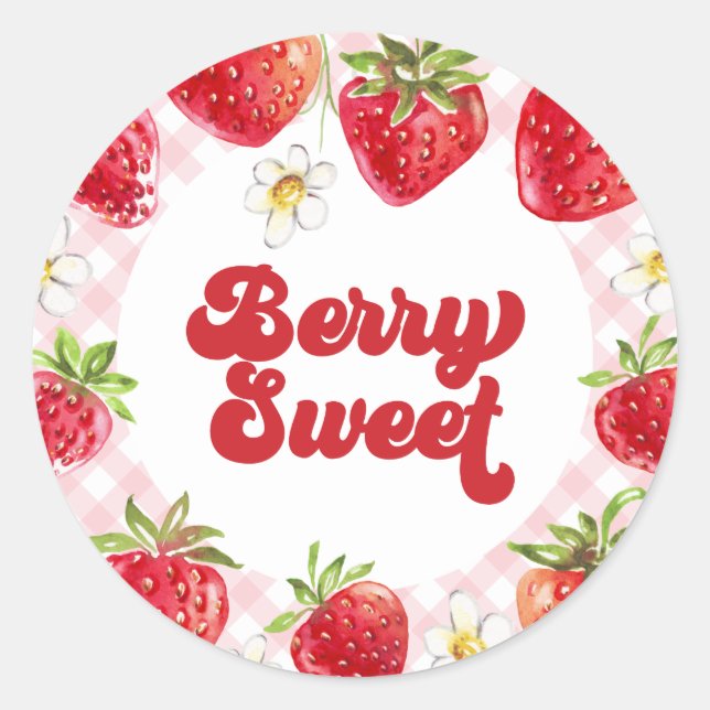 Pegatina Redonda Fresa Berry Sweet Birthday (Anverso)