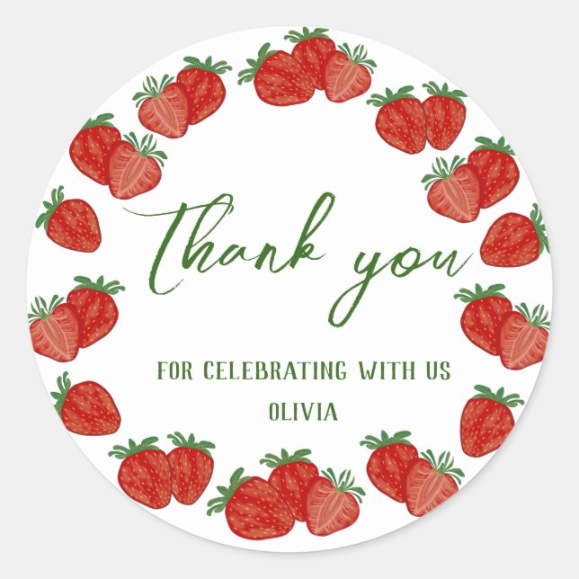 Pegatina Redonda Fresa Berry Sweet Fruit Shcool Office Regalo (Anverso)