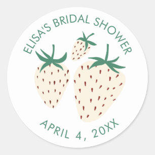 Pegatina Redonda Fresa Blanca Piña BRIDAL SHOWER Personalizado