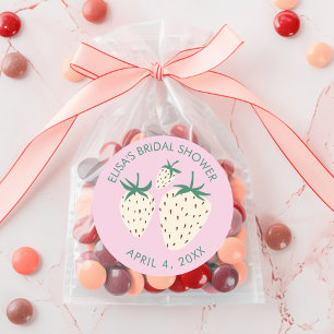 Pegatina Redonda Fresa Blanca Piña BRIDAL SHOWER Personalizado