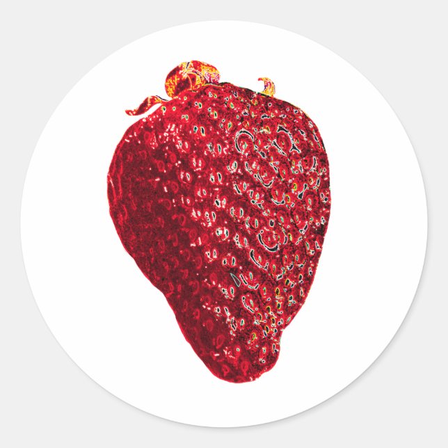 Pegatina Redonda Fresa brillante (Anverso)