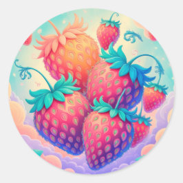 Pegatina Redonda Fresa colorida