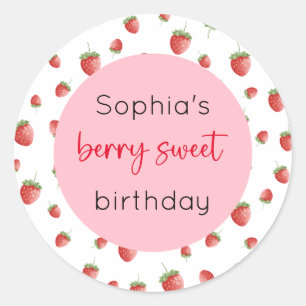 Pegatina Redonda Fresa Cumpleaños Berry Sweet
