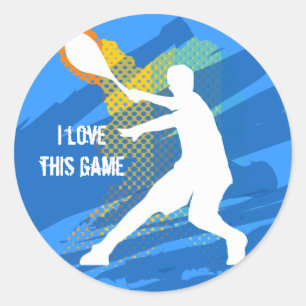 Pegatina Redonda Fresa de tenis genial: Me encanta este juego