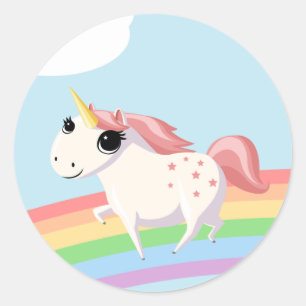 Pegatina Redonda Fresa de Unicorn
