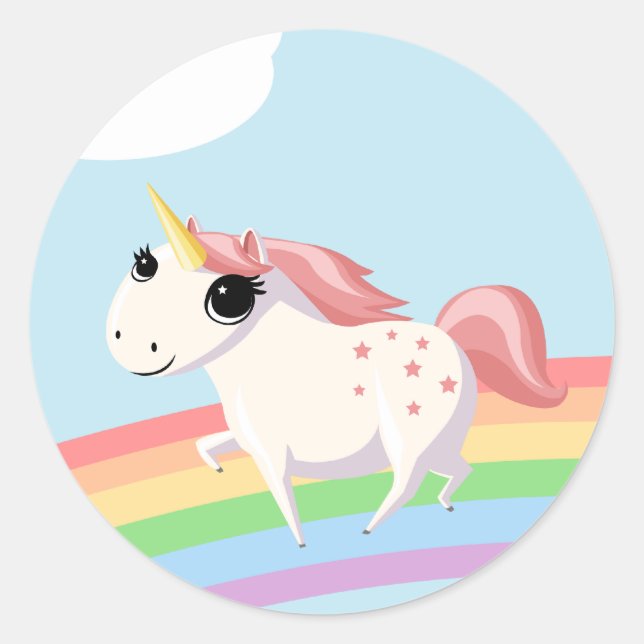 Pegatina Redonda Fresa de Unicorn (Anverso)