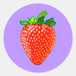 Pegatina Redonda Fresa jugosa en el estilo de arte pop