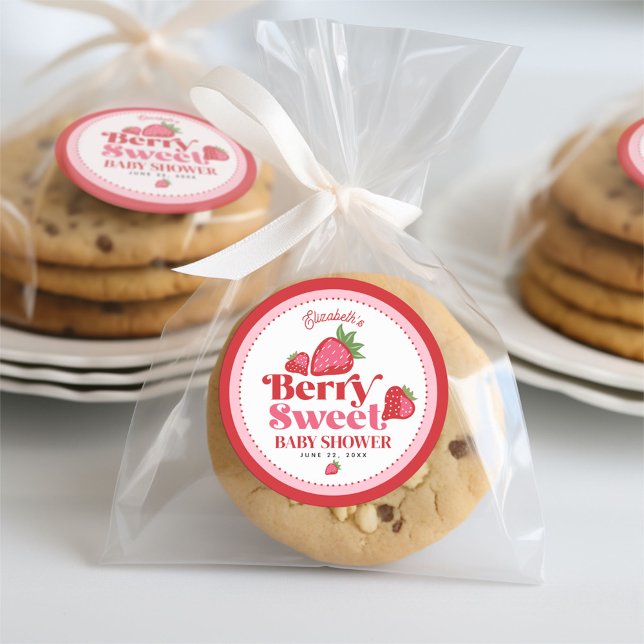 Pegatina Redonda Fresa Red Pink Berry Sweet Baby Shower (Subido por el creador)