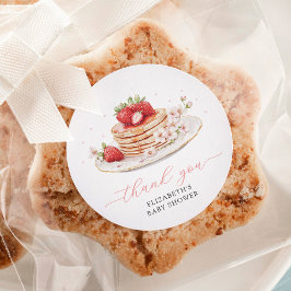 Pegatina Redonda Fresa Rosa Brunch Gracias