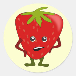 Pegatina Redonda Fresa Sarcástica: Mala Pandilla de Fruta