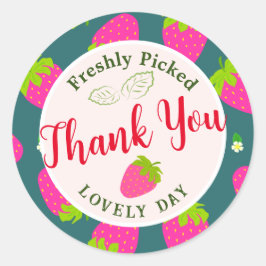 Pegatina Redonda Fresa Verde