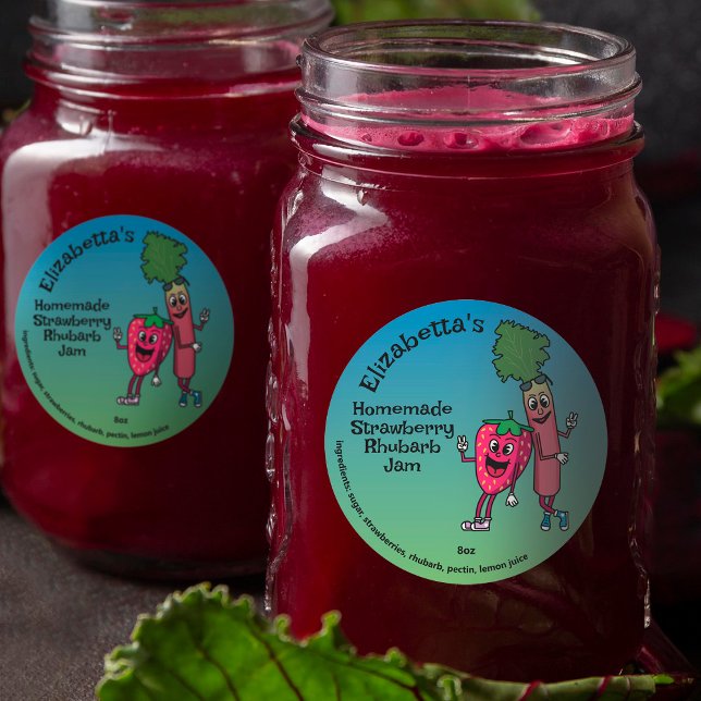 Pegatina Redonda Fresa y Rhubarb Pals Jam Pie Cobbler (Subido por el creador)