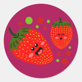 Pegatina Redonda Fresas