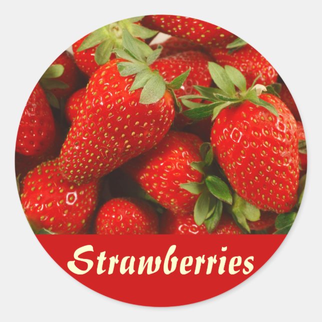 Pegatina Redonda Fresas (Anverso)