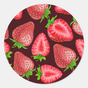 Pegatina Redonda Fresas