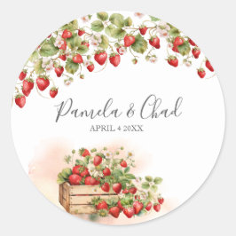 Pegatina Redonda Fresas acuáticas