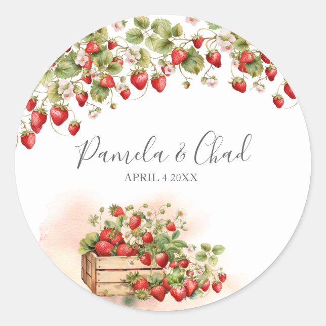 Pegatina Redonda Fresas acuáticas (Anverso)