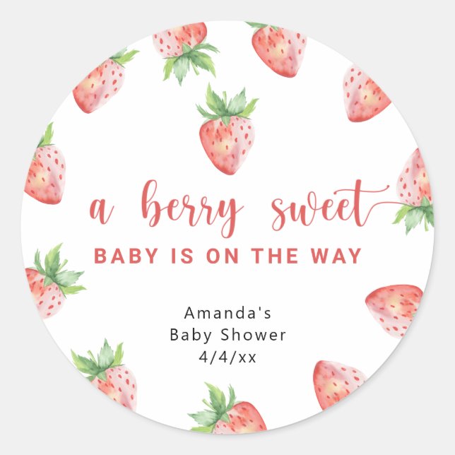 Pegatina Redonda Fresas acuáticas (Anverso)