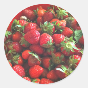 Pegatina Redonda Fresas clásicas