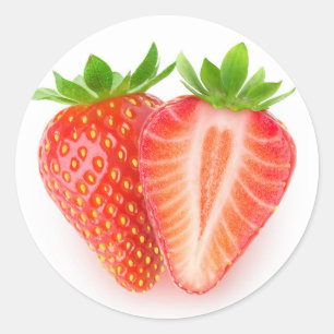 Pegatina Redonda Fresas cortadas