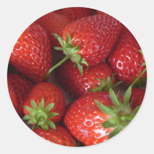 Pegatina Redonda Fresas frescas