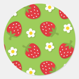 Pegatina Redonda Fresas y mareas en verde (2)