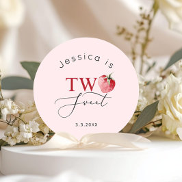 Pegatina Redonda Fresawberry dos fiestas de cumpleaños