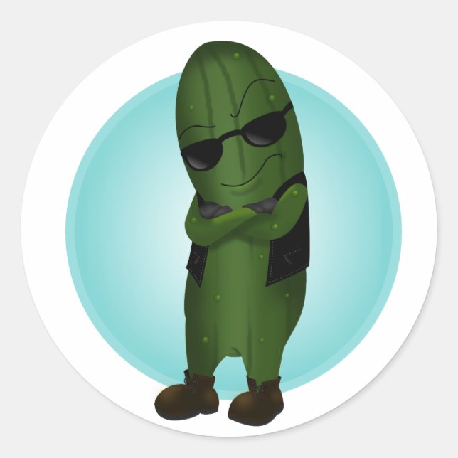 Pegatina Redonda Fresca como un pepino recién cortado (Anverso)