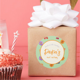 Pegatina Redonda Fresco al mercado Primer tema del cumpleaños - Flo