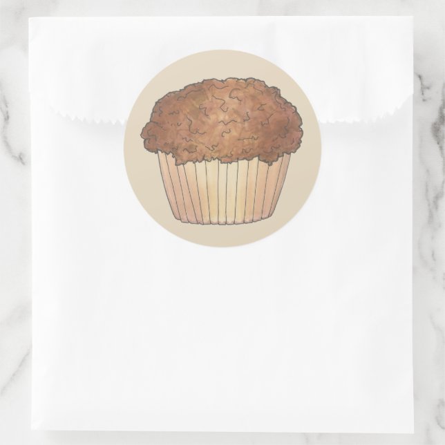 Pegatina Redonda Fresco Crumb Streusel Crumb Muffin Bake Sale Foodi (Bolso)