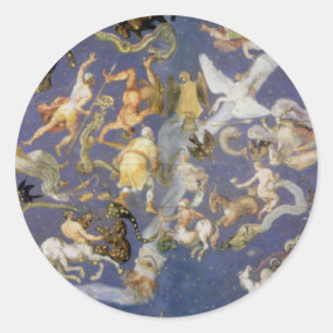 Pegatina Redonda Fresco de Astronomía Celeste de Constelaciones Vin