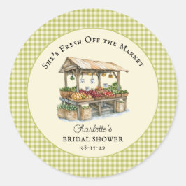 Pegatina Redonda Fresco de Mercado Mercado de Granjeros Despedida d