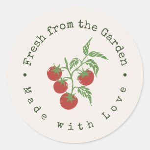Pegatina Redonda Fresco Del Jardín Tomate Botánico Rojo Personaliza