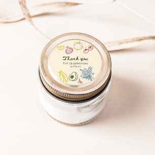 Pegatina Redonda Fresco del mercado Dibujado a mano Gracias