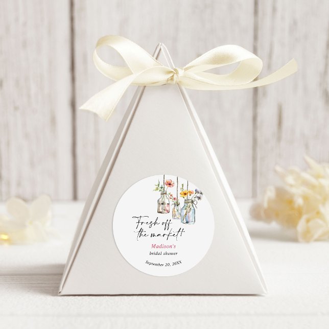 Pegatina Redonda Fresco Del Mercado Floral Jar Bridal Ducha (Subido por el creador)