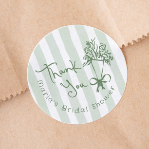 Pegatina Redonda Fresco del Mercado Verde Caprichoso Dibujado a Man