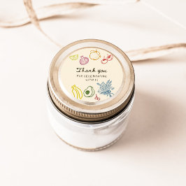 Pegatina Redonda Fresco fuera del mercado Dibujado a mano Gracias