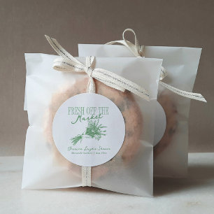 Pegatina Redonda Fresco salido del mercado: Desayuno para una ducha