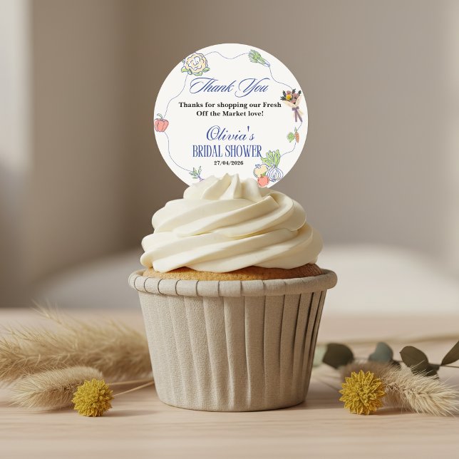 Pegatina Redonda Fresh Off the Market Bridal Shower Whimsical Drawn (Fresh Off the Market Bridal Shower Whimsical Drawn Classic Round Sticker ideas label topper )