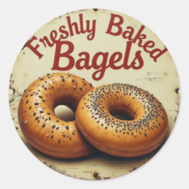 Pegatina Redonda Freshly Baked Bagels Vintage Metal Wall Art Sign