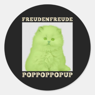 Pegatina Redonda Freudenfreude Poppoppop Arriba Gato De Encaje Rojo