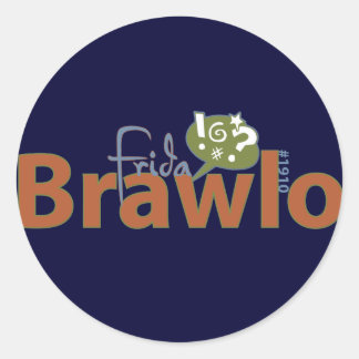 Pegatina Redonda Frida Brawlo-Pegatina