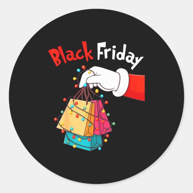 Pegatina Redonda Friday Shopng Squad Christmas Black Shopng Family  (Anverso)